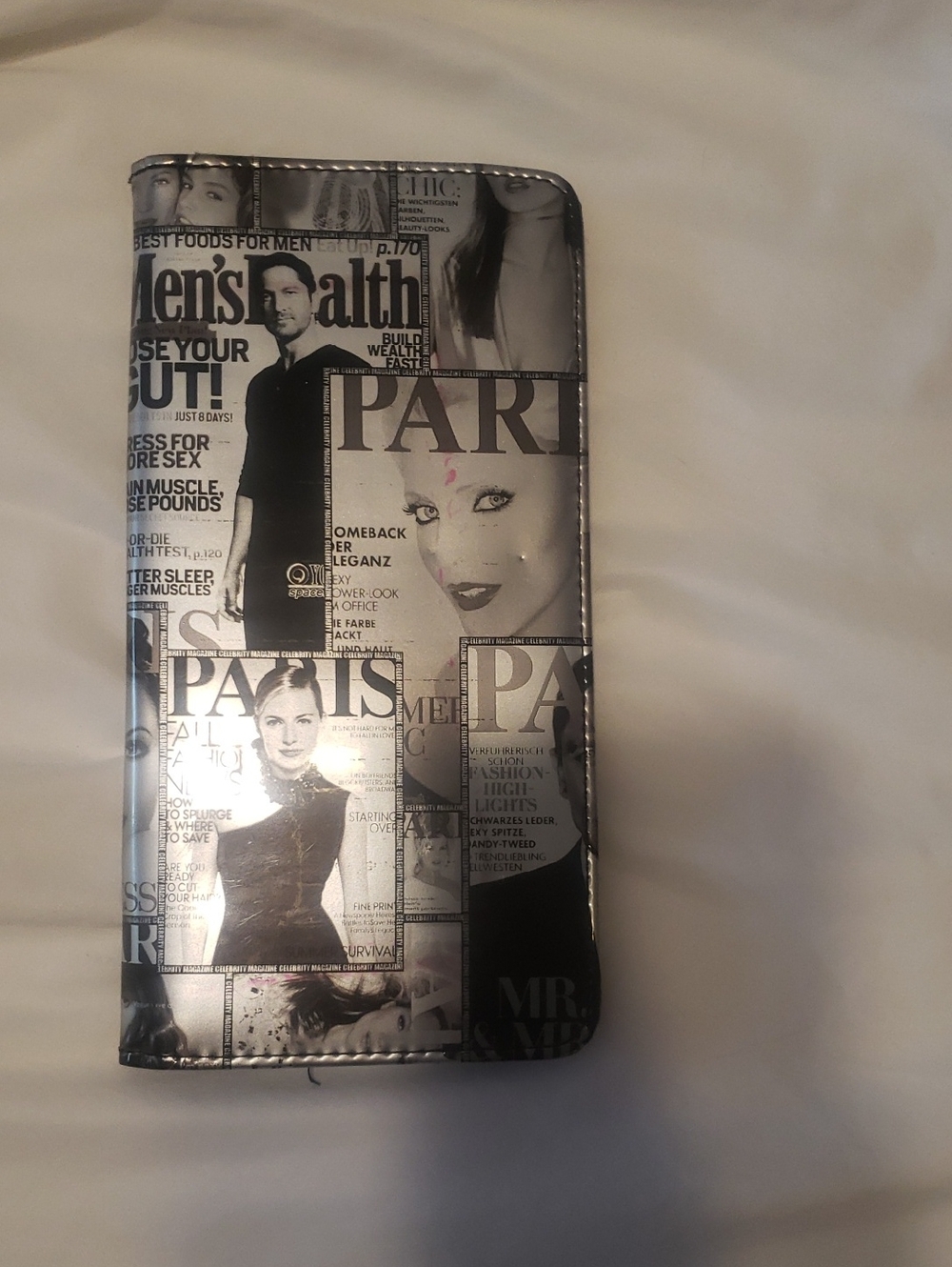 Magazine Collage Print Wallet - Black & White